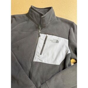 The North Face Mens Fleece Jacket Black Gray Full Zip Outdoor Warm Size M